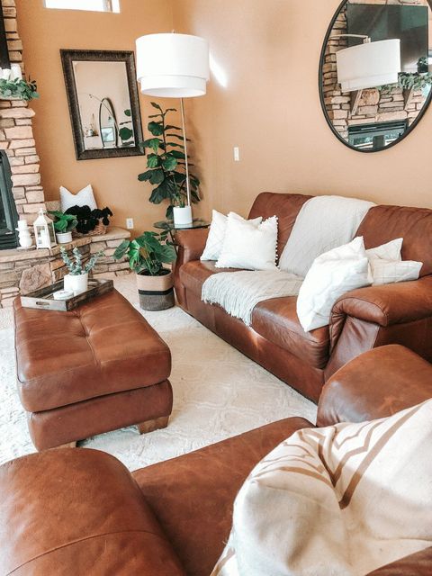 Living Room Decor | Living Room Orange, Tan Walls Living Room, Cozy ... within