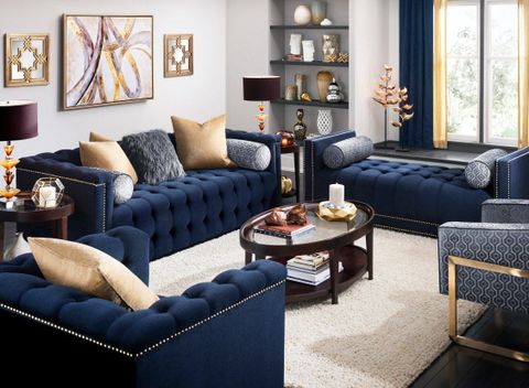 Living Room Ideas Navy Blue Sofa | Bryont Blog for