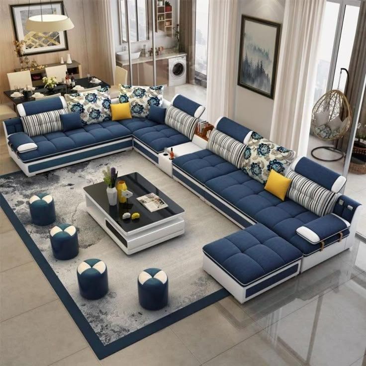 Luxury Modern U Shaped Sectional Fabric Sofa Set With Ottoman | Modern ... in Styling Your Room with the Pangea Home Hilda 15.7&quot; Modern Sofa