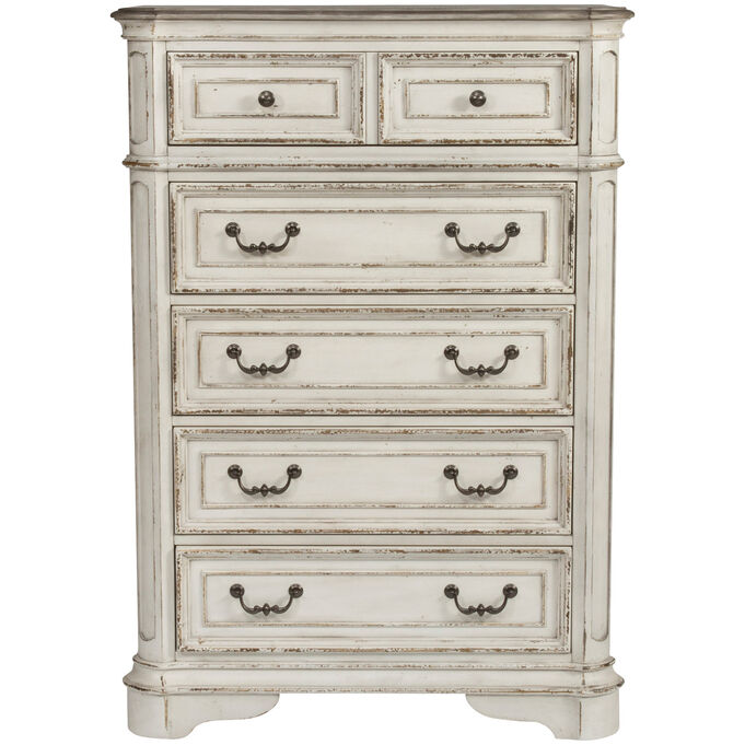 Magnolia Manor White 5 Drawer Chest | Slumberland Furniture | Liberty ... throughout A Closer Look at the Magnolia Manor White Lingerie Chest's Elegant Details