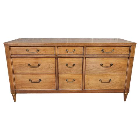 Mid-20Th Century Regency Campaign Reed Wood Nine Drawer Dresser ... throughout The Art of Decluttering Embracing the Archivist 9-Drawer Dresser