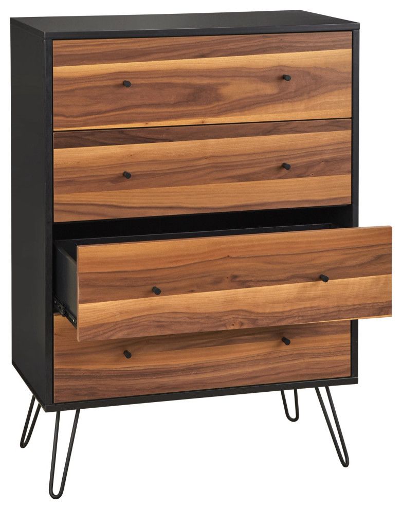 Mid Century Dresser, Hairpin Legs &amp;Amp; 4 Drawers With Rounded Knobs ... throughout The Enduring Appeal of Hairpin Legs on a Modern London Dresser