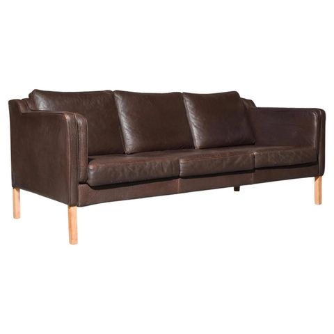 Mid Century Modern Brown Leather Three Seat Sofa, Denmark Circa 1960-70 ... regarding