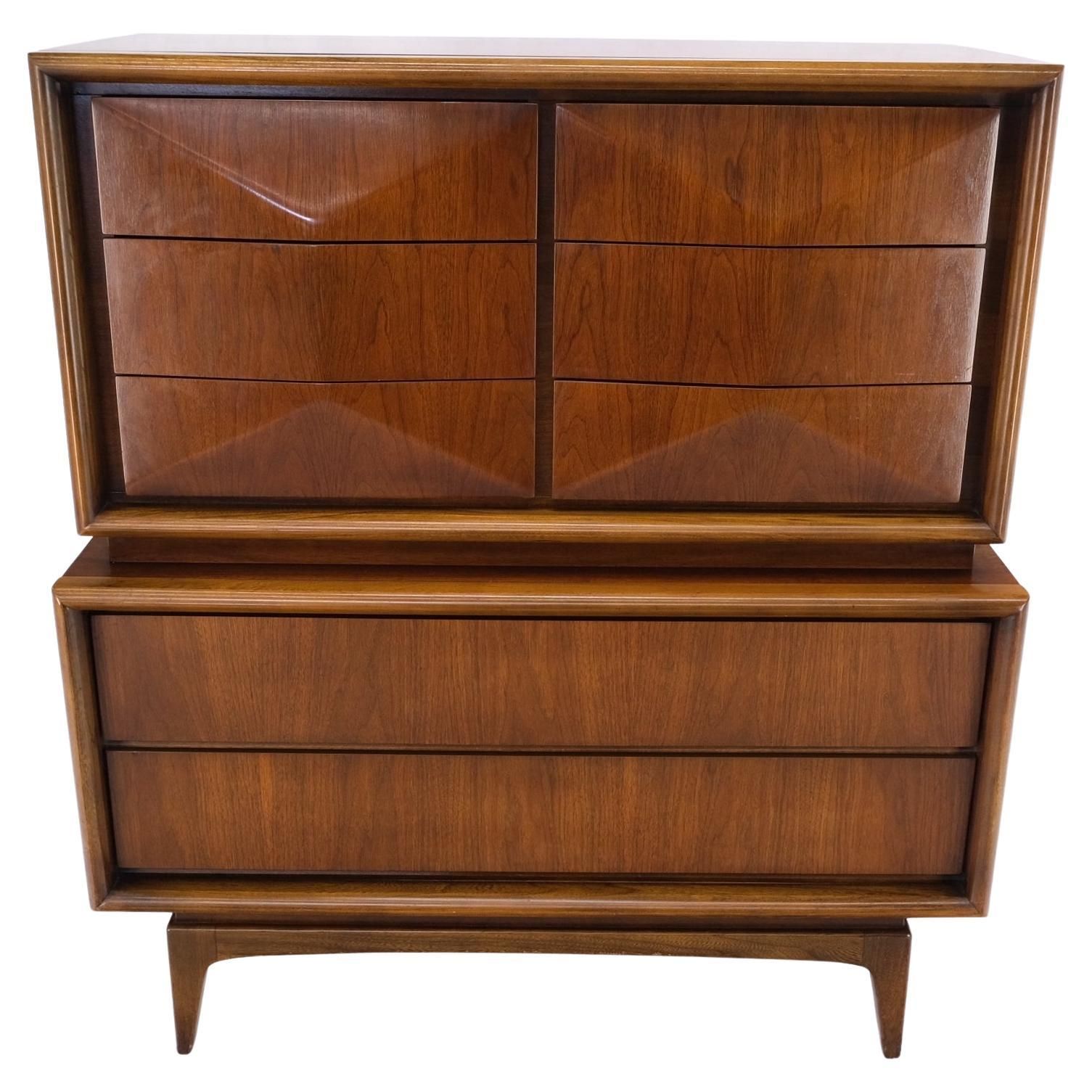 Mid-Century Modern Decorative Walnut Bachelor High Chest Dresser At 1Stdibs with regard to