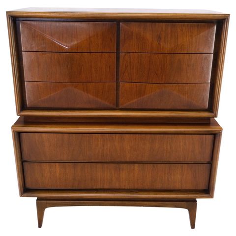 Mid-Century Modern Decorative Walnut Bachelor High Chest Dresser At 1Stdibs with regard to