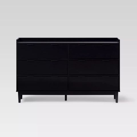 Mid-Century Modern Solid Wood 6 Drawer Double Dresser Black - Saracina ... with regard to