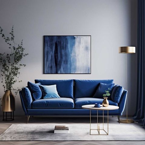 Modern Blue Tufted Sofa | Baci Living Room with