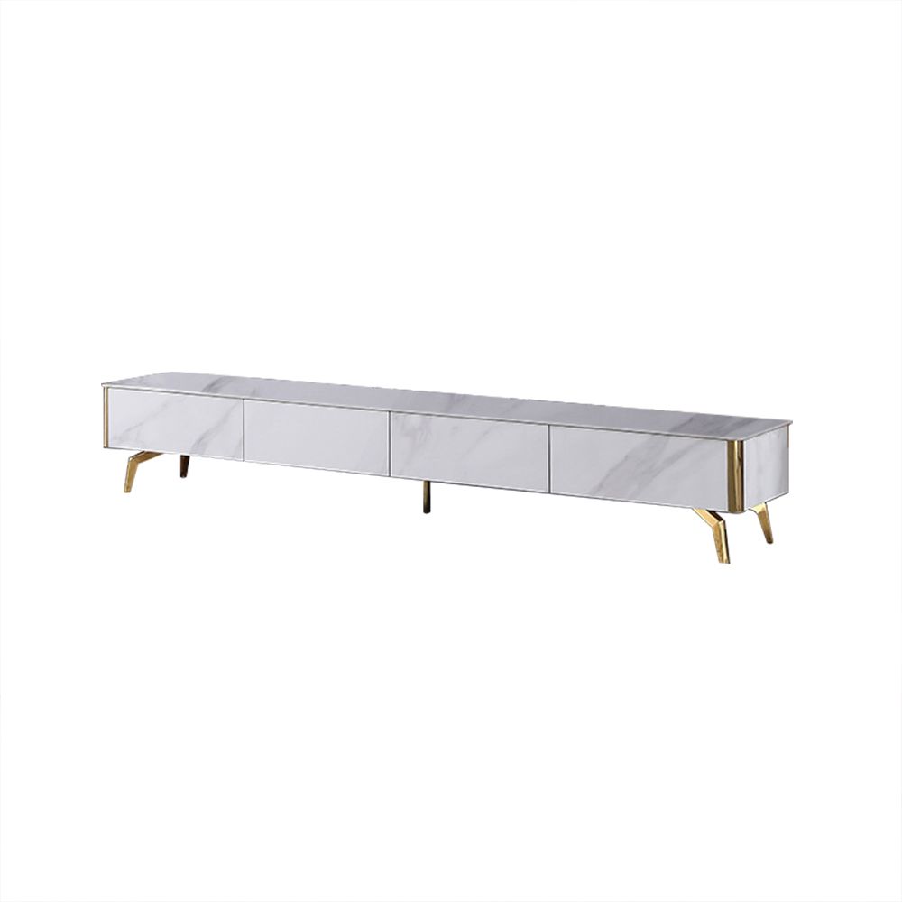 Modern White Tv Stand With Stone Top &amp;Amp; Drawers For 100 Inch Tvs-Homary pertaining to