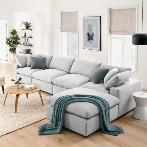 Modway Commix 5 Piece Down Filled Overstuffed Sectional Sofa Set In ... with The Modway Commix Sectional in Gray A Comprehensive Guide to its Features