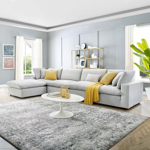 Modway Commix 5-Piece Performance Velvet Sectional Sofa In Light Gray ... for The Modway Commix Sectional in Gray A Comprehensive Guide to its Features