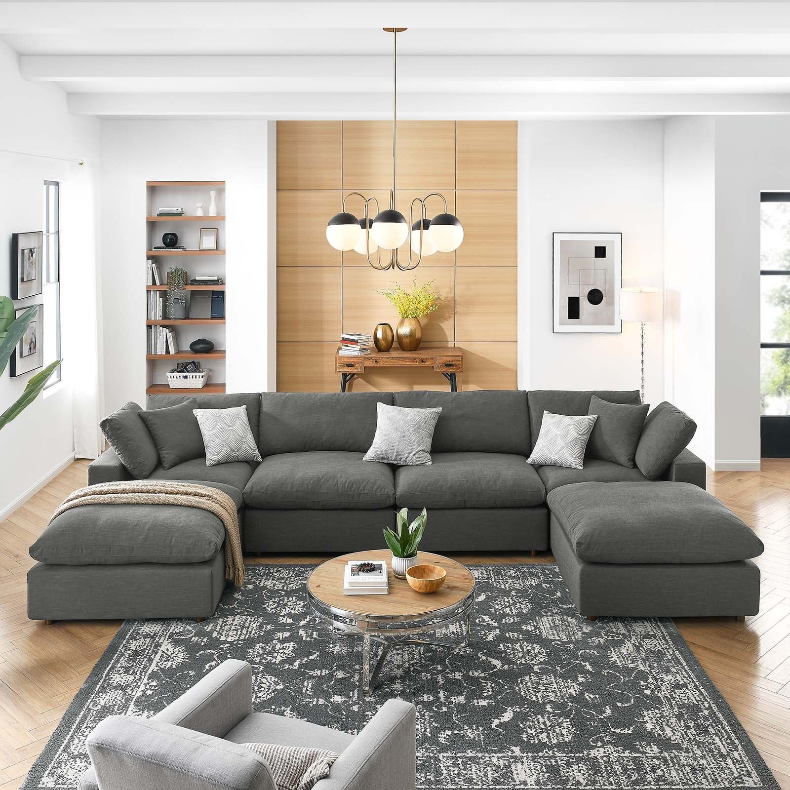 Modway Commix Down Filled Overstuffed 6-Piece Sectional Sofa In Gray ... throughout The Modway Commix Sectional in Gray A Comprehensive Guide to its Features