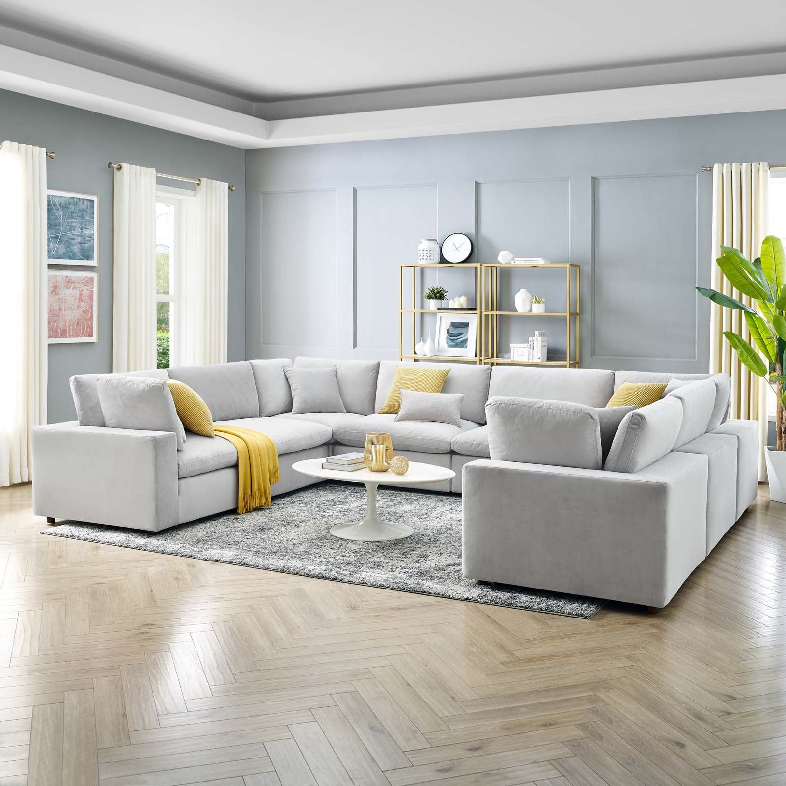 Modway Commix Down Filled Overstuffed Performance Velvet 8-Piece ... pertaining to The Modway Commix Sectional in Gray A Comprehensive Guide to its Features