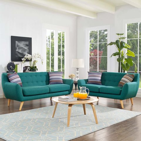 Modway Remark 2 Piece Living Room Set - Teal | Living Room Sets, Teal ... throughout