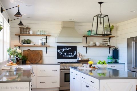 Our Farmhouse Kitchen Reveal | The Harper House intended for A Closer Look at the Coaster Harper Farmhouse Cabinet's Details