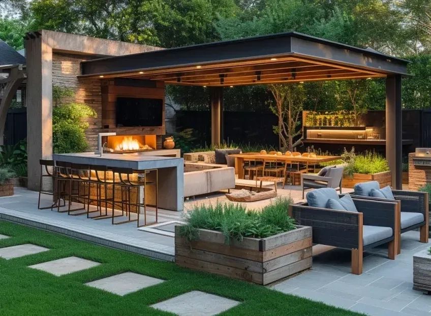 Outdoor Entertainment Spaces: Bringing Fun To Your Backyard with regard to How Black Marble Media Consoles Like Giovani Can Transform Your Entertainment Area