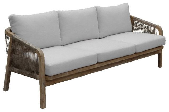 Pangea Home Lola Three Seater Modern Acacia Wood Sofa In Beige Finish ... for Styling Your Room with the Pangea Home Hilda 15.7&quot; Modern Sofa