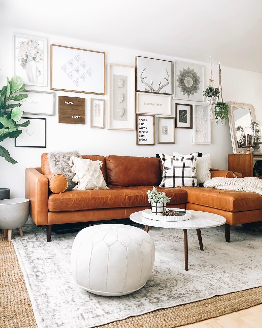 Poly &amp;Amp; Bark Cognac Tan Leather Sectional For Stylish Gallery Wall in Why the Poly and Bark Cadiz Sofa in Saddle Tan is a Timeless Choice for Your Living Room