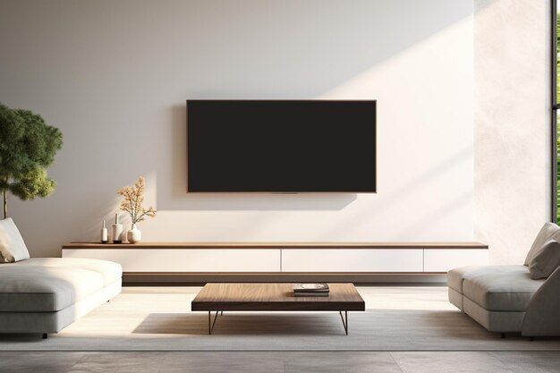 Premium Photo | Sumptuous Modern Living Room Boasting Minimalist Design ... throughout Understanding the Design Principles Behind Iconic Architectural TV Stands