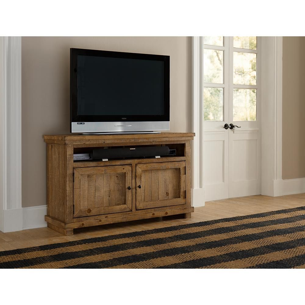 Progressive Furniture Willow 54 In. Distressed Pine Wood Tv Stand Fits ... throughout The Madra 79&quot; TV Stand Distressed Pine Unpacking Its Design