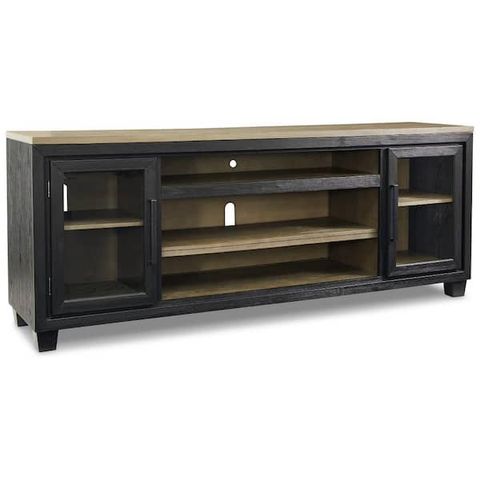 Reviews For Benjara 83 In. Black And Brown Wood Tv Stand Fits Tvs Up To ... within Beyond the Media Console Naysmyth Dark Brown Wood TV Stand Essentials