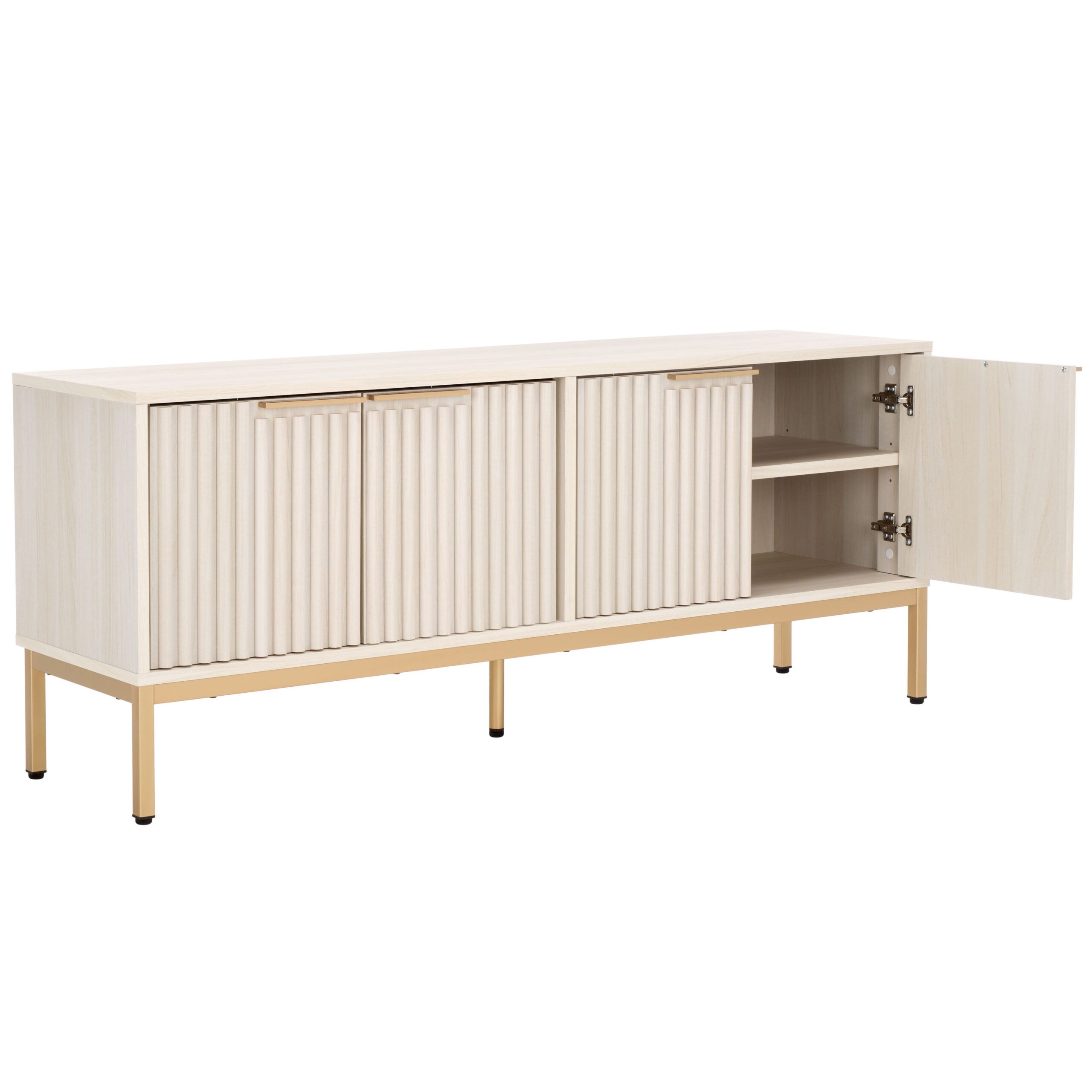 Safavieh Lylia 4 Door Media Stand, White/Gold Legs/Gold Handle (60.8 In ... inside Unlocking the Style Potential of Your Safavieh Lylia Media Stand