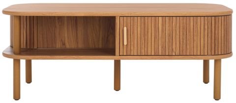 Safavieh Tealla Modern 2 Door Wood Coffee Table, Oak/Gold - Walmart.com throughout Styling Secrets for Your Safavieh Tealla Sideboard Oak/Gold