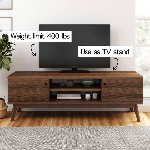 Scandi Tv Stand Media Console Walnut Brown Large for