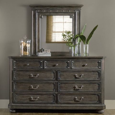 The Vintage West Wood Nine Drawer Dresser In Dark Charcoal By Humble ... regarding
