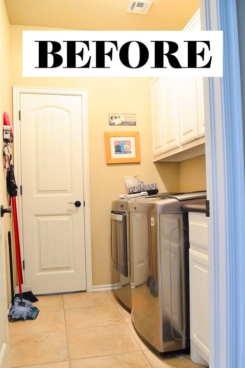 This Small Builder Basic Laundry Room Was Beige And Dysfunctional. You ... regarding