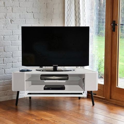 Top 15 Of White Gloss Corner Tv Stand intended for The Ultimate Guide to Choosing and Caring for Your High Gloss White TV Stand the Jude Edition