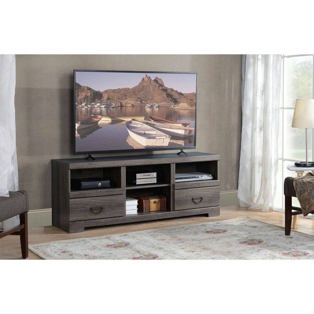 How to Style Your Living Room Around the Weathered Oak and Black TV Stand