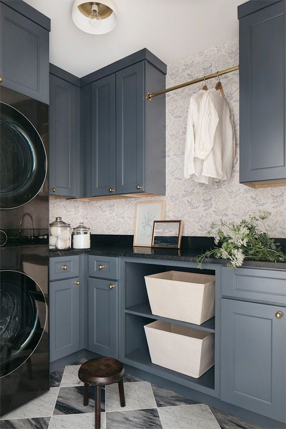 See How Moody Blue Gave Our Laundry Room a Dramatic New Life