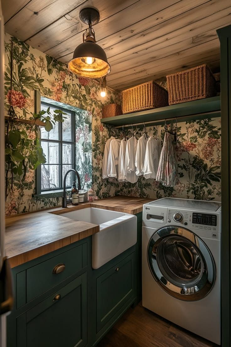 24 Stunning Rustic Farmhouse Laundry Room Ideas with