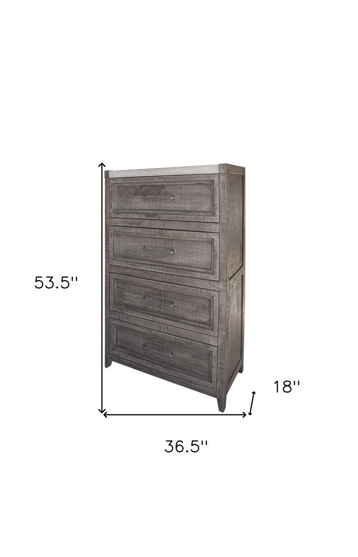 37&quot; Gray Solid Wood Four Drawer Chest | Solid Wood, Vinyl Laminate ... with regard to