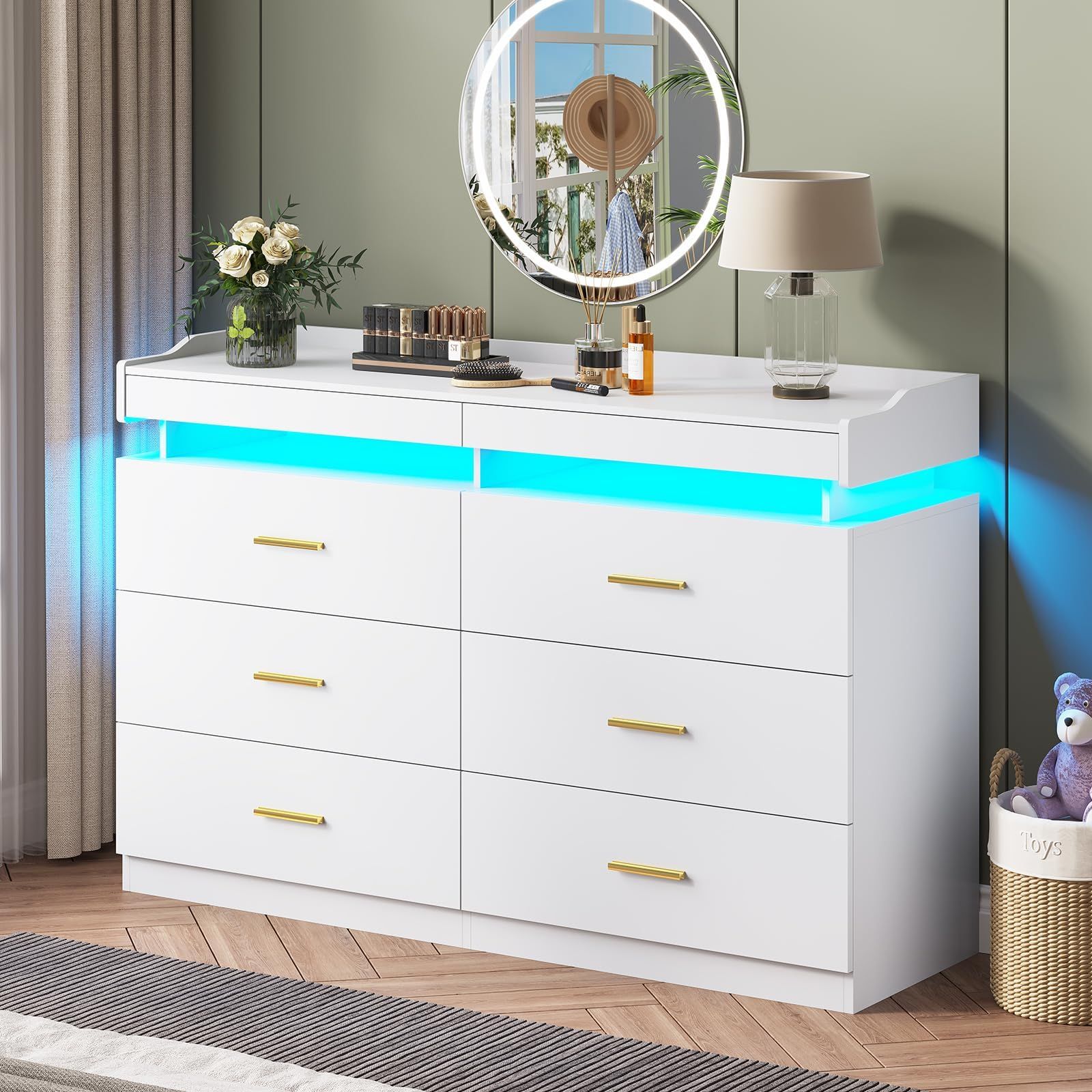 Amazon.com: Knoworld White 6 Drawer Dresser For Bedroom, Chest Of ... regarding