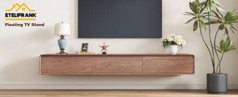 Amazon.com: Modern Walnut Tv Stand - Mid Century Floor Or Floating Tv ... inside The Art of Styling Your Transitional Walnut TV Stand