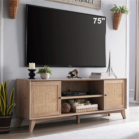Amazon.com: Okd Tv Stand For 75+ Inch Tv, Mid Century Modern ... regarding How the Kings Point Large Media Console Elevates Home Entertainment