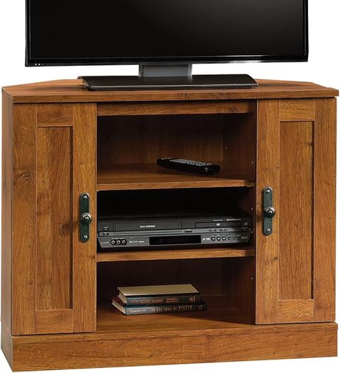 Amazon.com: Sauder Harvest Mill Corner Entertainment Stand, For Tv's Up ... with Maximizing Your Space With the Sauder August Hill Corner Entertainment Stand