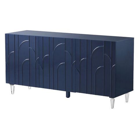 Art Deco Blue Buffet, Modern Glam 3 Door Cabinet, Sideboard, Tv Unit S ... intended for