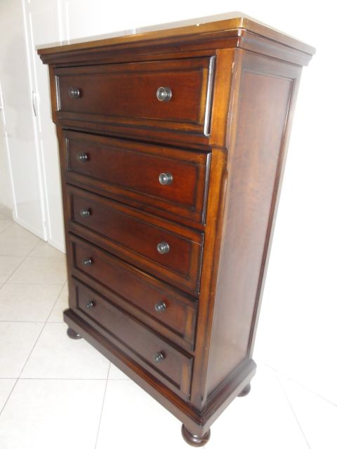 Ashley Millennium Cherry Finish 5-Drawer Available In Barbados intended for Styling Your Dexter Oak Finish 5-Drawer Chest Effortless Interior Design Ideas