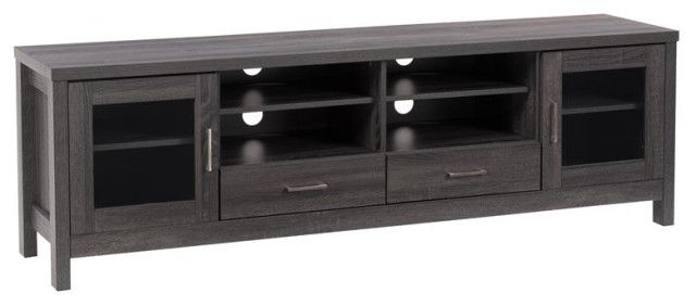 Atlin Designs Engineered Wood Tv Stand For Tvs Up To 85&quot; In Dark Gray ... with The Enduring Appeal of Dark Pine Engineered Wood TV Stands
