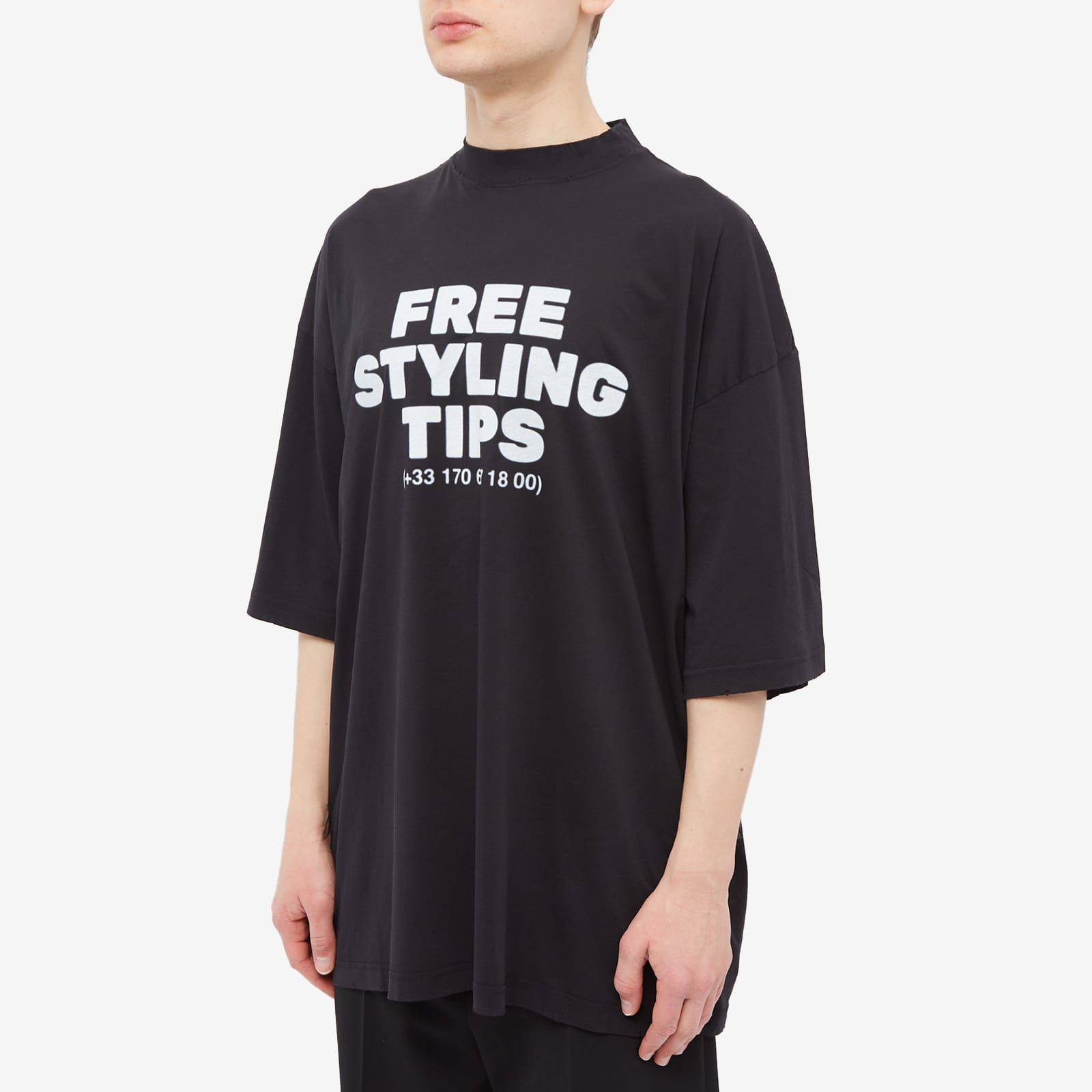 Balenciaga Free Styling Tips T-Shirt Washed Black &amp; White | End. (Us) pertaining to Styling Your Keese Mango Brown TV Stand Embracing Rustic Charm