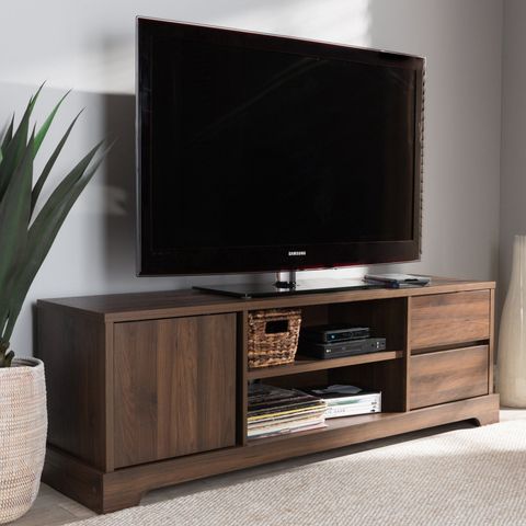 Baxton Studio Burnwood Modern Wood Tv Stand - Walnut in Tips for Integrating a Dark Walnut Transitional TV Stand into Your Decor