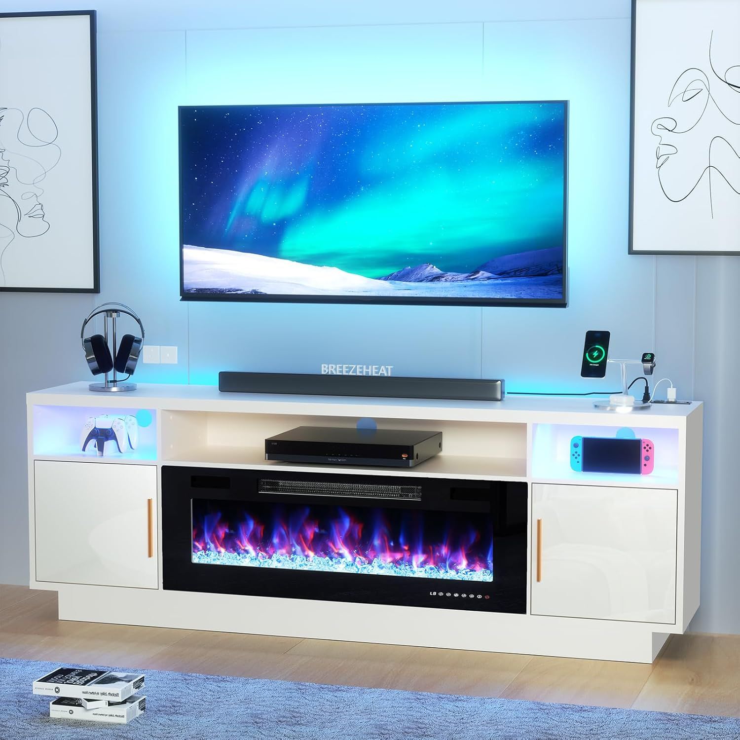 Breezeheat Electric Fireplace Tv Stand - 70 Inch Kosovo | Ubuy pertaining to Is the Murray 70&quot; TV Stand the Right Choice for Your Space?