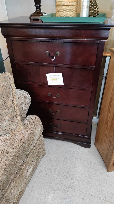 Cherry Finish 5 Drawer Chest | Roth & Brader Furniture intended for