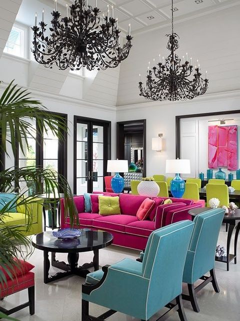 Colorful | Colourful Living Room, Contemporary Living Room, Interior in A Designer's Take on Incorporating Colorful Sofas