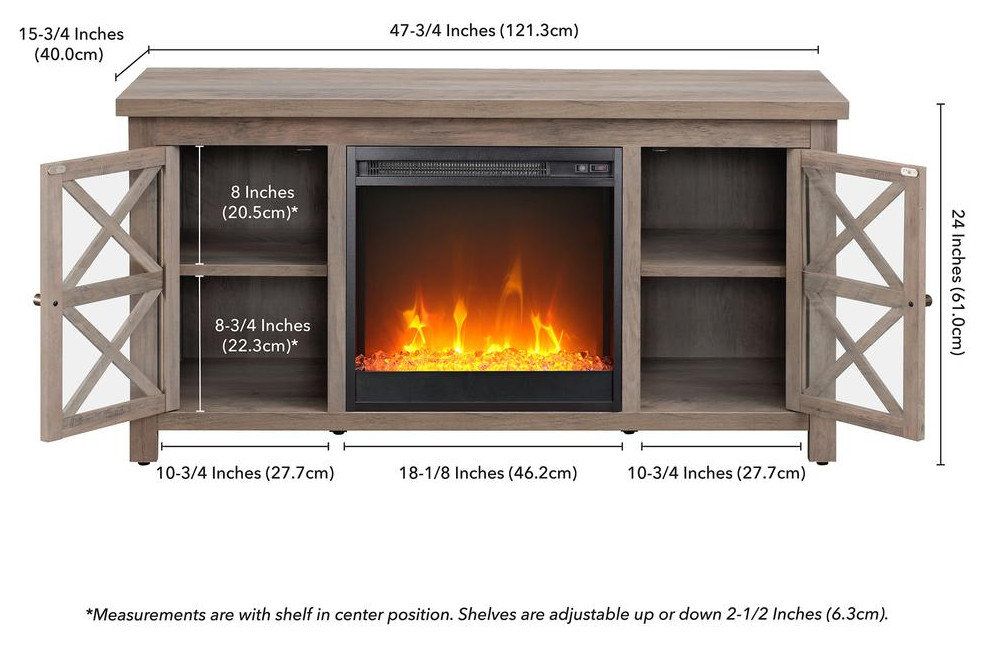 Colton Rectangular Tv Stand With Crystal Fireplace For Tv's Up To 55 In ... intended for