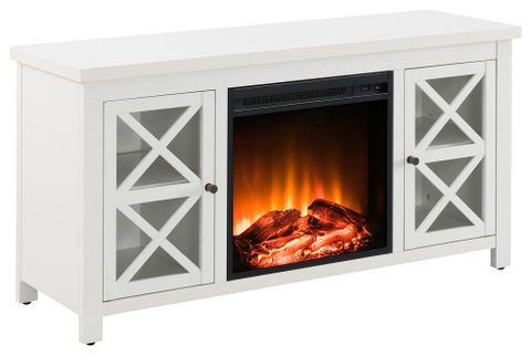 Colton Rectangular Tv Stand With Log Fireplace For Tv's Up To 55 In ... with regard to Choosing the Right TV Stand The Colton Rectangular in Black Explained