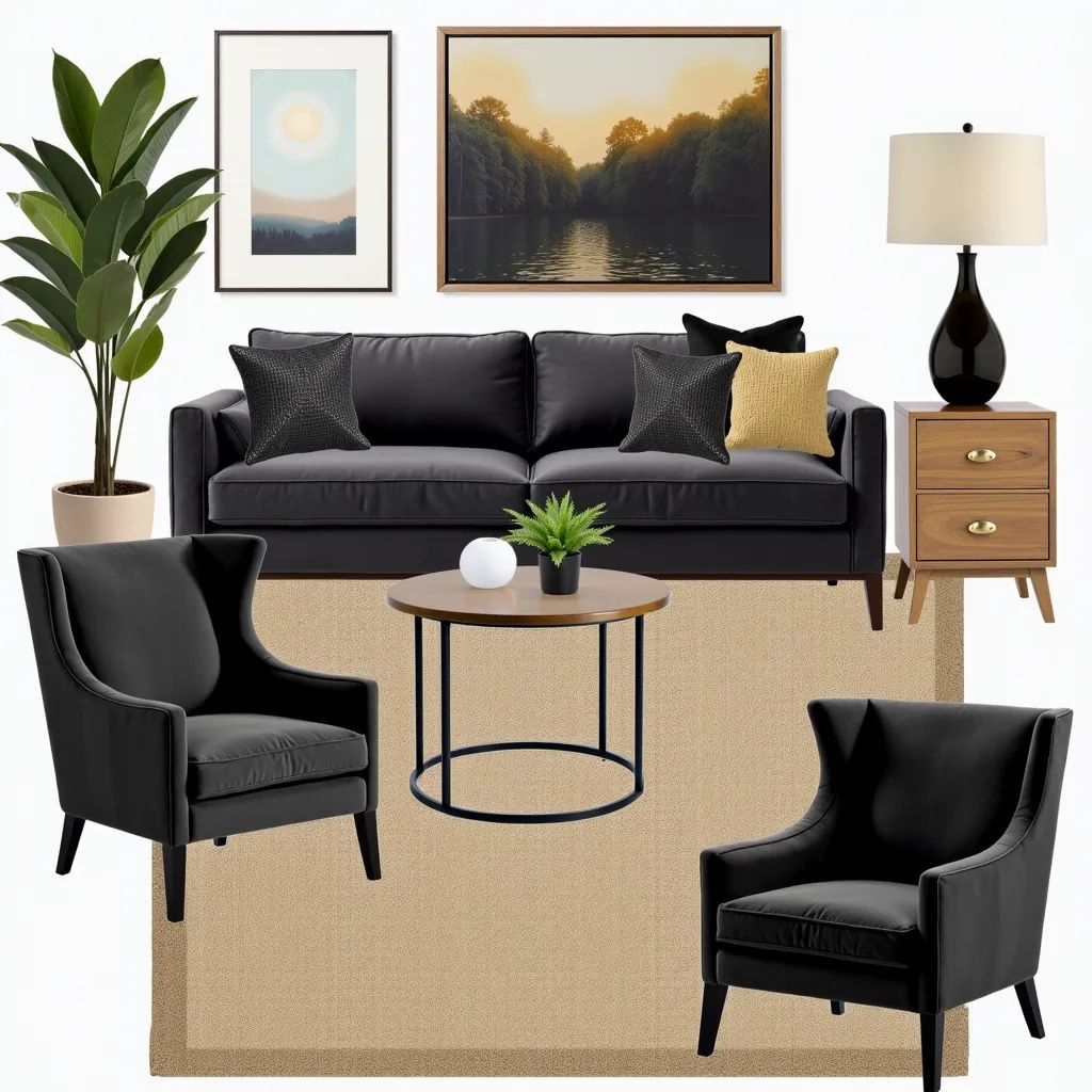 Contemporary Living Room: Black, Gold &amp; White Elegance with regard to Transform Your Living Room with a Glossy White Contemporary Casegood