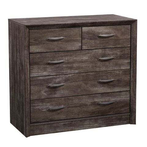 Corliving - Newport 5 Drawer Dresser - Brown Washed Oak | National ... with
